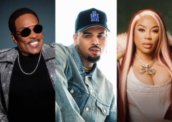 An image of R&B singers Charlie Wilson, Chris Brown and Keyshia Cole, who have R&B tours and concerts scheduled in 2025.