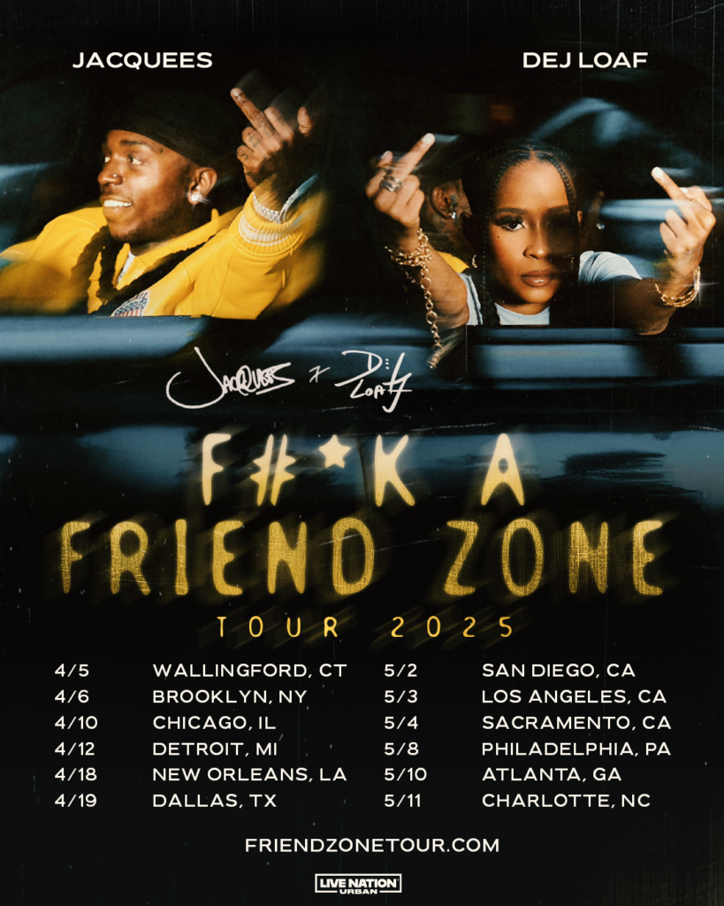 Jacquees and DeJ Loaf's F**k A Friendzone Tour 2025 poster