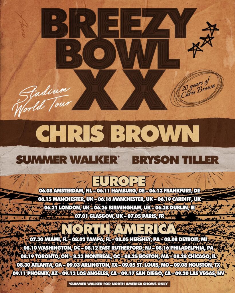 Chris Brown's Breezy Bowl XX Stadium World Tour poster.