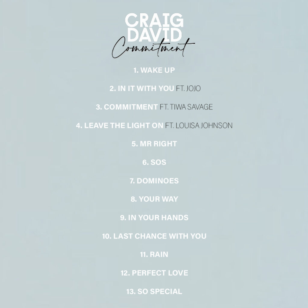 Craig David's Commitment album back cover with tracklist
