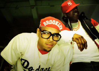 Chris Brown in his "Look At Me Now" music video with Busta Rhymes.