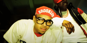 Chris Brown in his "Look At Me Now" music video with Busta Rhymes.