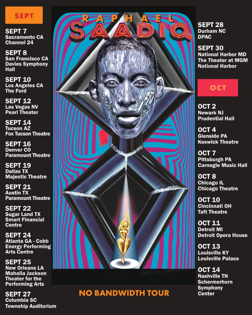 Raphael Saadiq's No Bandwidth Tour 2025 poster.