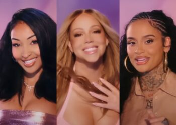 Shenseea, Mariah Carey and Kehlani in the "Sugar Sweet" lyric video.